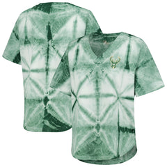 Milwaukee Bucks G-III 4Her by Carl Banks Women's Tournament Raglan Oversized Tie-Dye V-Neck T-Shirt Hunter Green - NBA