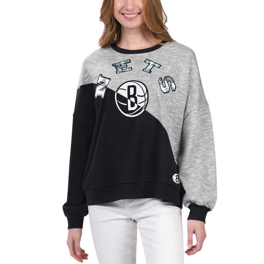 Brooklyn Nets G-III 4Her by Carl Banks Women's Benches Split Pullover Sweatshirt Black - NBA