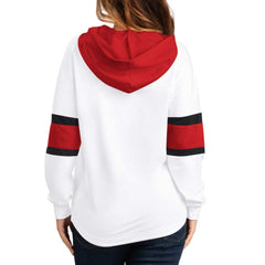 New Jersey Devils G-III 4Her by Carl Banks Women's Goal Zone Long Sleeve Lace-Up Hoodie T-Shirt - White/Red - NHL