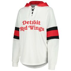 Detroit Red Wings G-III 4Her by Carl Banks Women's Goal Zone Long Sleeve Lace-Up Hoodie T-Shirt - White/Red - NHL