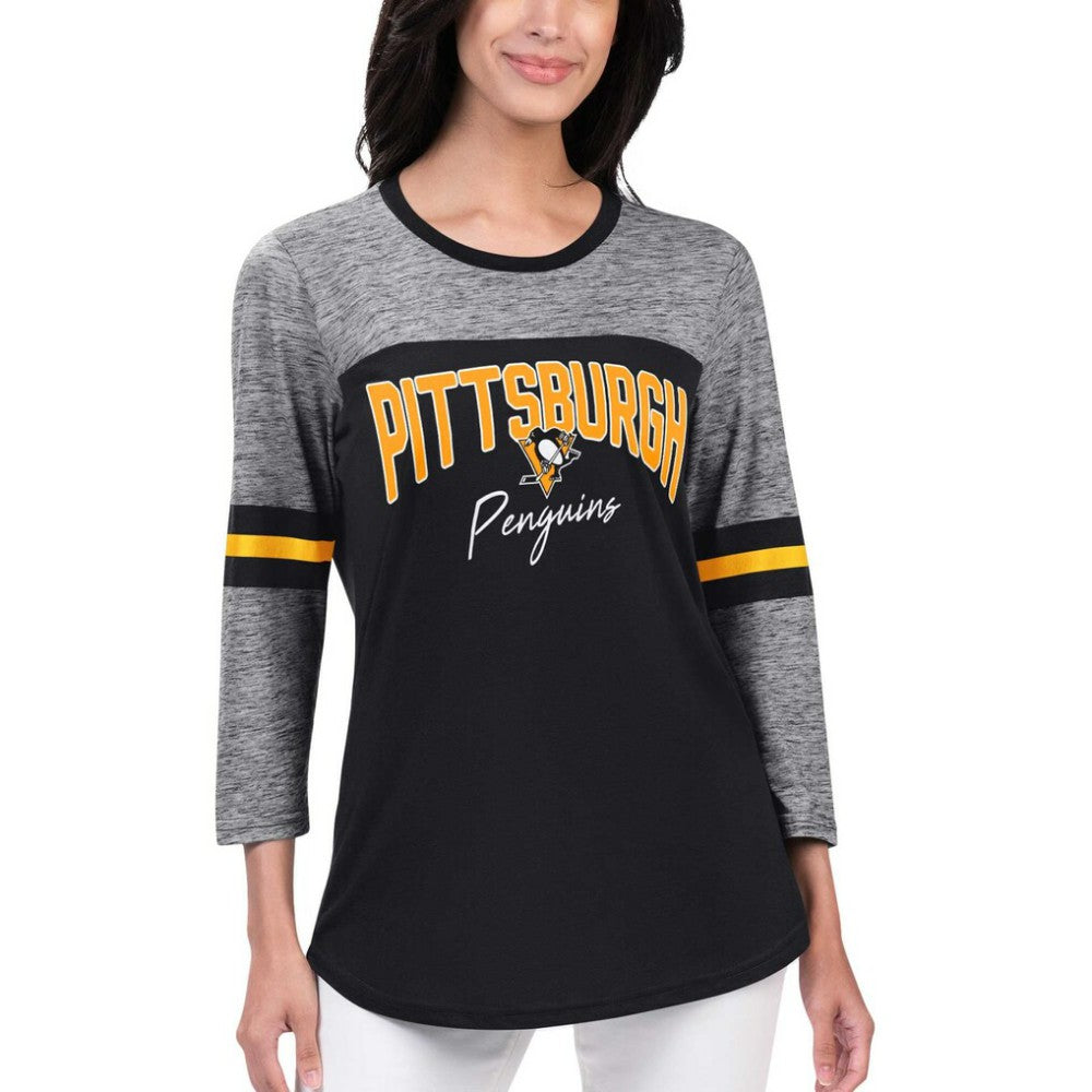 Pittsburgh Penguins G-III 4Her by Carl Banks Women's Play The Game 3/4-Sleeve T-Shirt - Black - NHL