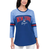 New York Rangers G-III 4Her by Carl Banks Women's Play The Game 3/4-Sleeve T-Shirt - Blue - NHL
