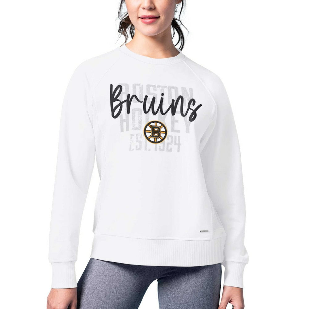 Boston Bruins MSX by Michael Strahan Women's Millie Raglan Pullover Sweatshirt - White - NHL