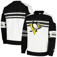 Pittsburgh Penguins Starter Defense Fleece Crewneck Pullover Sweatshirt - White - NHL
