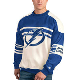 Tampa Bay Lightning Starter Defense Fleece Crewneck Pullover Sweatshirt - White - NHL