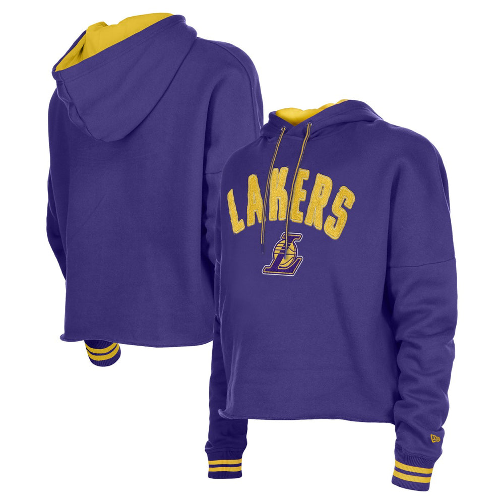 Los Angeles Lakers Women's Boxy Raw Edge Pullover Hoodie Purple - NBA
