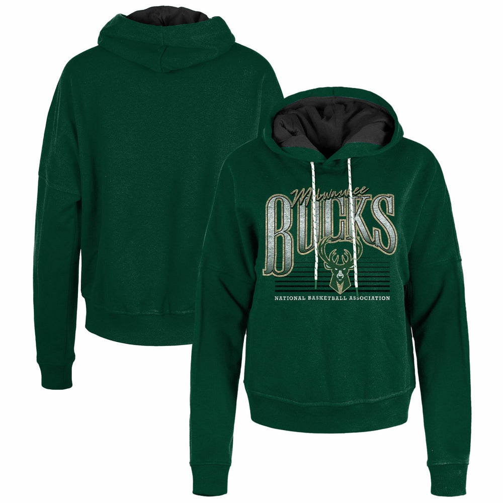 Milwaukee Bucks Women's Boxy Pullover Hoodie Hunter Green - NBA