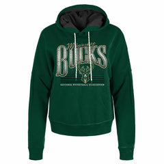 Milwaukee Bucks Women's Boxy Pullover Hoodie Hunter Green - NBA