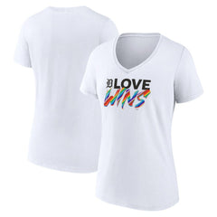 Detroit Tigers Women's Love Wins V-Neck T-Shirt - MLB