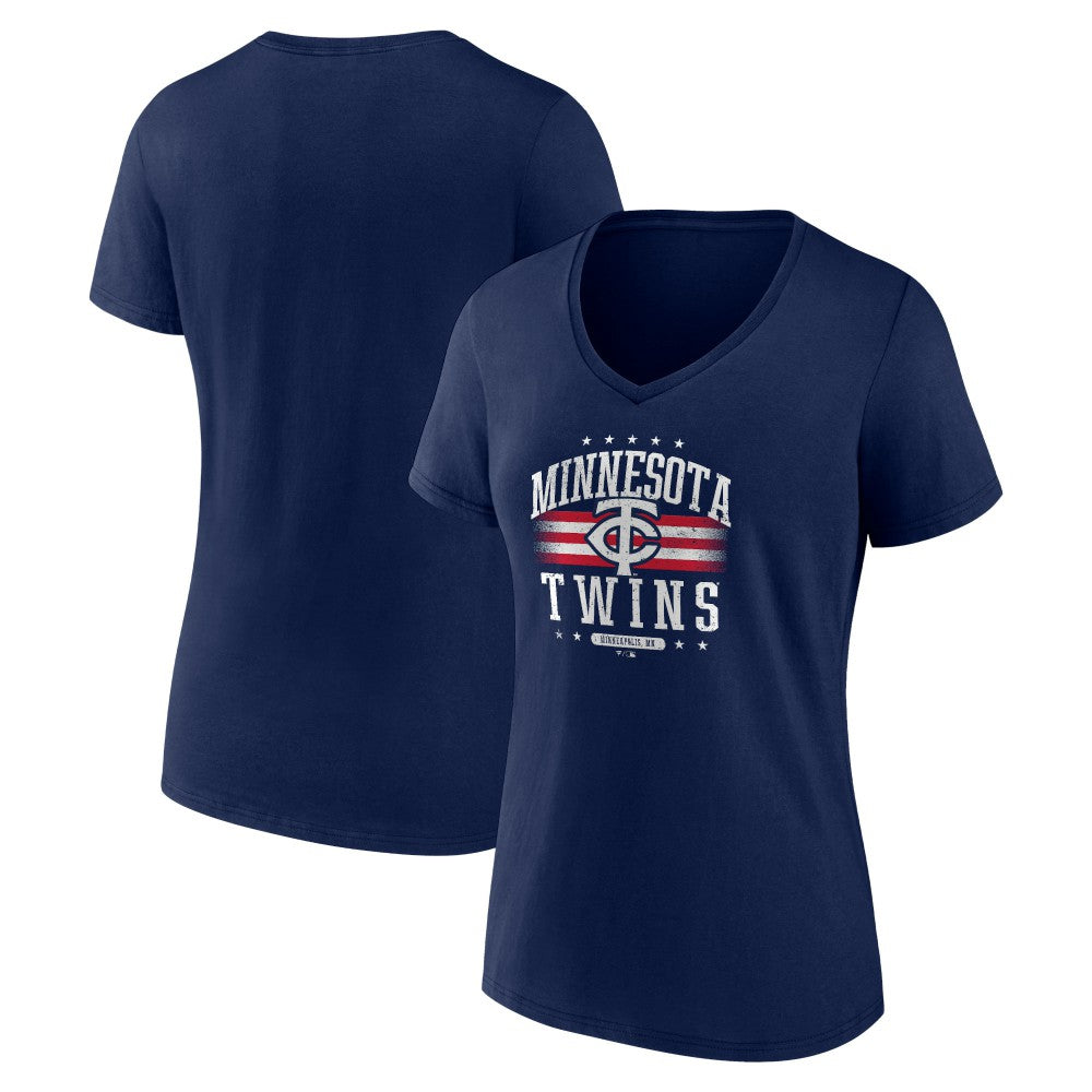 Minnesota Twins Women's Americana Team V-Neck T-Shirt - MLB