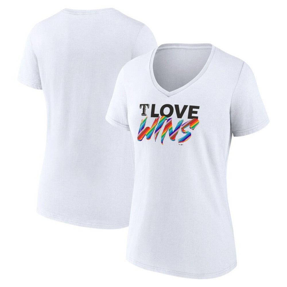 Texas Rangers Women's Love Wins V-Neck T-Shirt - MLB