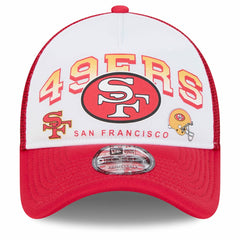 San Francisco 49ers New Era Retro Wordmark A-Frame 9FORTY Adjustable Hat White/Scarlet | NFL