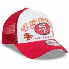 San Francisco 49ers New Era Retro Wordmark A-Frame 9FORTY Adjustable Hat White/Scarlet | NFL