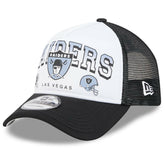 Las Vegas Raiders New Era Retro Wordmark A-Frame 9FORTY Adjustable Hat White/Black | NFL