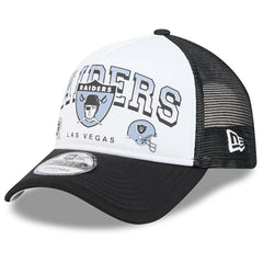 Las Vegas Raiders New Era Retro Wordmark A-Frame 9FORTY Adjustable Hat White/Black | NFL