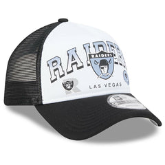 Las Vegas Raiders New Era Retro Wordmark A-Frame 9FORTY Adjustable Hat White/Black | NFL