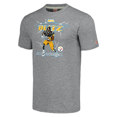 James Harrison Pittsburgh Steelers Homage Unisex NFL Blitz Retired Player Tri-Blend T-Shirt Heathered Heather Gray | NFL