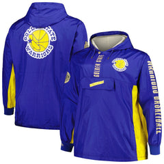 Golden State Warriors Big & Tall Hardwood Classics Team OG 2.0 Anorak Hoodie Quarter-Zip Windbreaker Jacket Royal - NBA