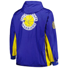 Golden State Warriors Big & Tall Hardwood Classics Team OG 2.0 Anorak Hoodie Quarter-Zip Windbreaker Jacket Royal - NBA