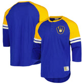 Milwaukee Brewers Mitchell & Ness Cooperstown Collection Legendary Raglan Slub Henley 3/4-Sleeve T-Shirt - MLB