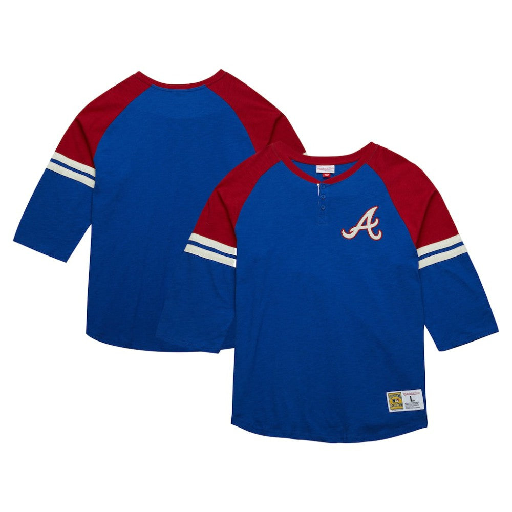 Atlanta Braves Mitchell & Ness Cooperstown Collection Legendary Raglan Slub Henley 3/4-Sleeve T-Shirt - MLB