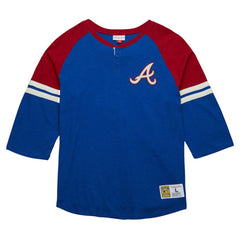 Atlanta Braves Mitchell & Ness Cooperstown Collection Legendary Raglan Slub Henley 3/4-Sleeve T-Shirt - MLB
