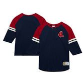 Boston Red Sox Mitchell & Ness Cooperstown Collection Legendary Raglan Slub Henley 3/4-Sleeve T-Shirt - MLB