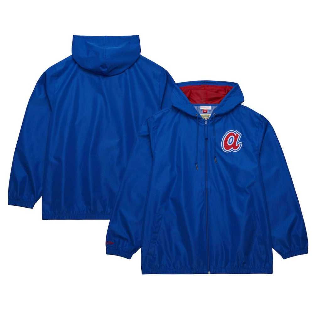 Atlanta Braves Mitchell & Ness Cooperstown Collection Vintage Logo Full-Zip Hoodie Windbreaker Jacket - MLB
