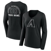 Arizona Diamondbacks Women's Monochrome Personalized Name & Number Long Sleeve V-Neck T-Shirt - MLB
