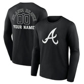 Atlanta Braves Monochrome Personalized Name & Number Long Sleeve T-Shirt - MLB