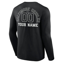 Baltimore Orioles Monochrome Personalized Name & Number Long Sleeve T-Shirt - MLB