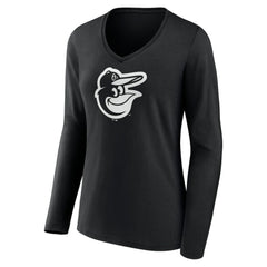 Baltimore Orioles Women's Monochrome Personalized Name & Number Long Sleeve V-Neck T-Shirt - MLB