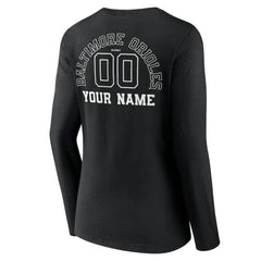 Baltimore Orioles Women's Monochrome Personalized Name & Number Long Sleeve V-Neck T-Shirt - MLB