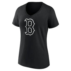 Boston Red Sox Women's Monochrome Personalized Name & Number V-Neck T-Shirt - MLB