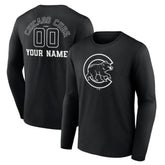 Chicago Cubs Monochrome Personalized Name & Number Long Sleeve T-Shirt - MLB
