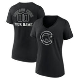 Chicago Cubs Women's Monochrome Personalized Name & Number V-Neck T-Shirt - MLB