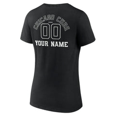 Chicago Cubs Women's Monochrome Personalized Name & Number V-Neck T-Shirt - MLB