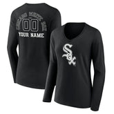 Chicago White Sox Women's Monochrome Personalized Name & Number Long Sleeve V-Neck T-Shirt - MLB