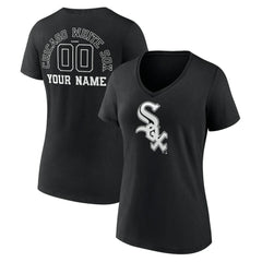 Chicago White Sox Women's Monochrome Personalized Name & Number V-Neck T-Shirt - MLB