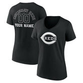 Cincinnati Reds Women's Monochrome Personalized Name & Number V-Neck T-Shirt - MLB