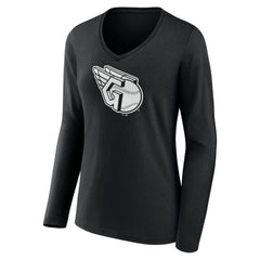 Cleveland Guardians Women's Monochrome Personalized Name & Number Long Sleeve V-Neck T-Shirt - MLB