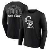 Colorado Rockies Monochrome Personalized Name & Number Long Sleeve T-Shirt - MLB