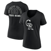 Colorado Rockies Women's Monochrome Personalized Name & Number V-Neck T-Shirt - MLB