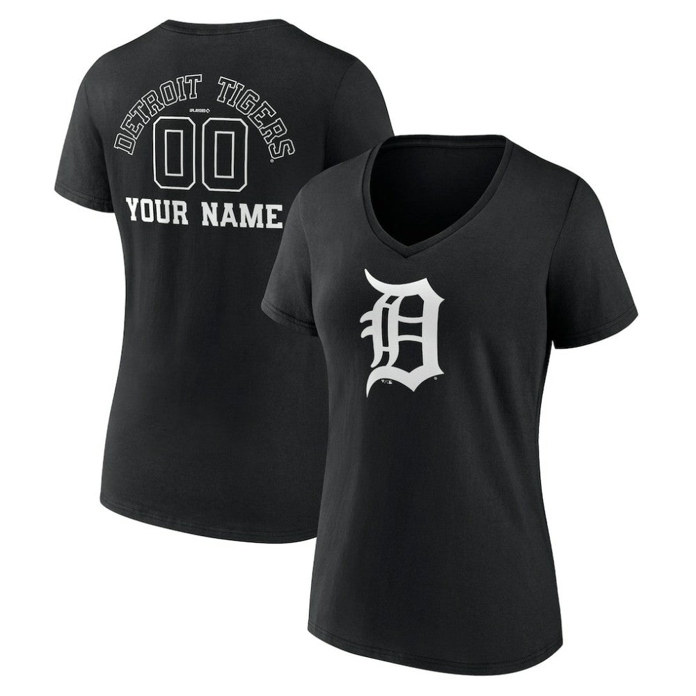 Detroit Tigers Women's Monochrome Personalized Name & Number V-Neck T-Shirt - MLB