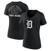 Detroit Tigers Women's Monochrome Personalized Name & Number V-Neck T-Shirt - MLB