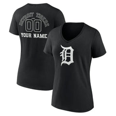 Detroit Tigers Women's Monochrome Personalized Name & Number V-Neck T-Shirt - MLB
