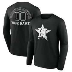 Houston Astros Monochrome Personalized Name & Number Long Sleeve T-Shirt - MLB