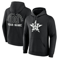 Houston Astros Monochrome Personalized Name & Number Pullover Hoodie - MLB