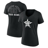 Houston Astros Women's Monochrome Personalized Name & Number V-Neck T-Shirt - MLB