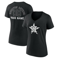 Houston Astros Women's Monochrome Personalized Name & Number V-Neck T-Shirt - MLB